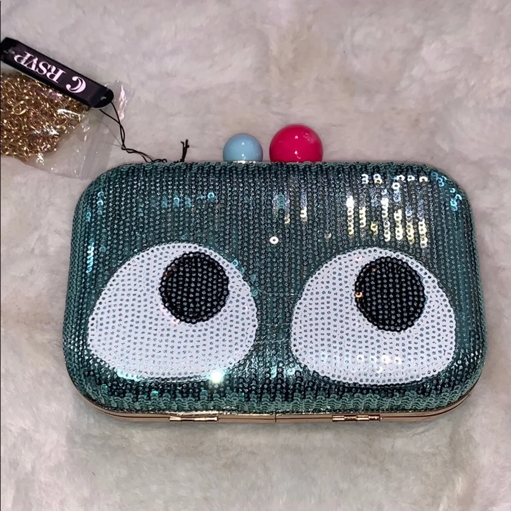 Charming Charlie RSVP Sequin Clutch with Eye Design NWT